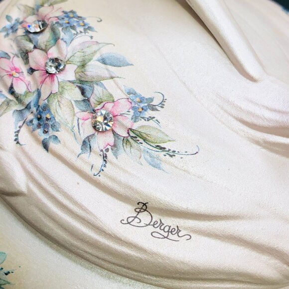 Vintage BERGER Italy Pearlescent Porcelain Swan Trinket Jewelry Dresser Box - Picture 4 of 15